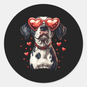 Pegatina Redonda Gles del corazón dálmata amor por el día de San Va