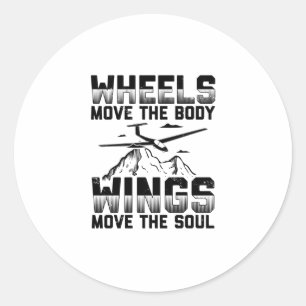Pegatina Redonda Glider Pilot Gifts - Gliding Thermals Soar Sayings