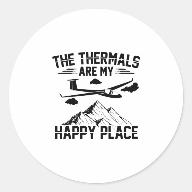 Pegatina Redonda Glider | Regalos del Piloto de Vuelo de Glider (Anverso)