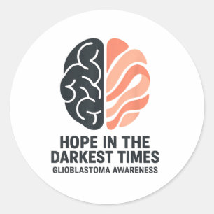 Pegatina Redonda Glioblastoma Conciencia Esperanza en el cerebro Ti