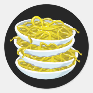 Pegatina Redonda Glitch Alimentos tangy noodles