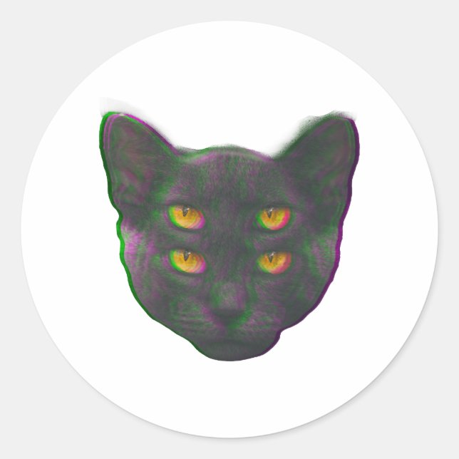 Pegatina Redonda Glitch Vaporwave Weird Dream Kitty (Anverso)