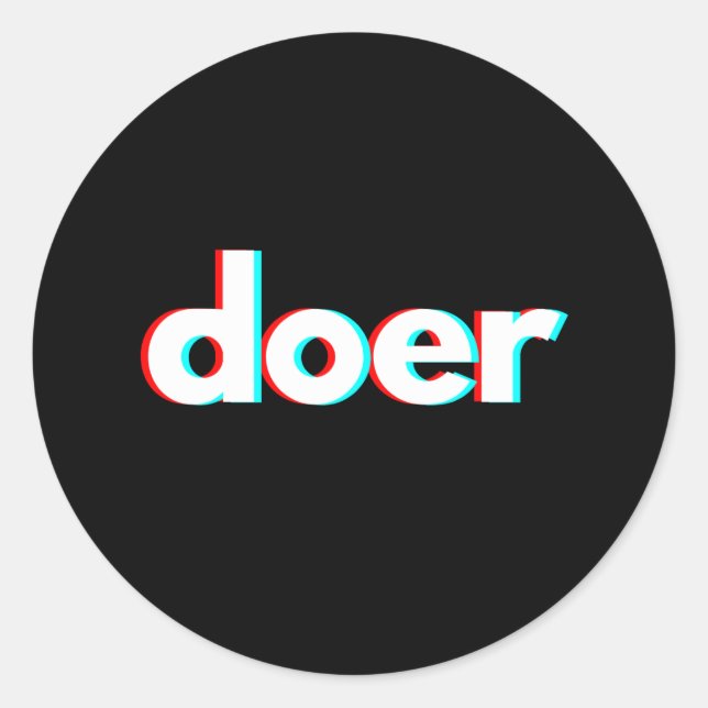 Pegatina Redonda Glitchy Doer (Anverso)