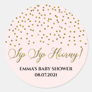 Pegatina Redonda Glitter Gold Confetti Pink Sip Sip Hooray