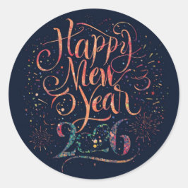 Pegatina Redonda  Glitter Happy New Year 2026
