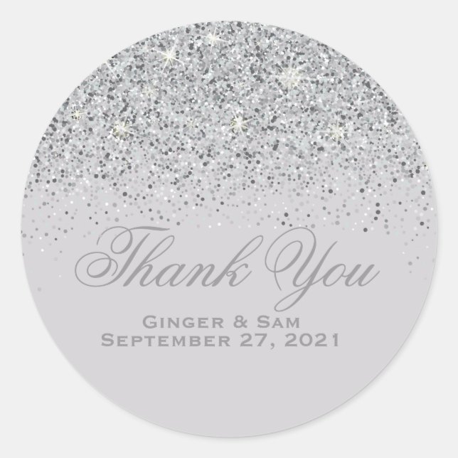 Pegatina Redonda Glitter Silver Gracias Pegatinas (Anverso)