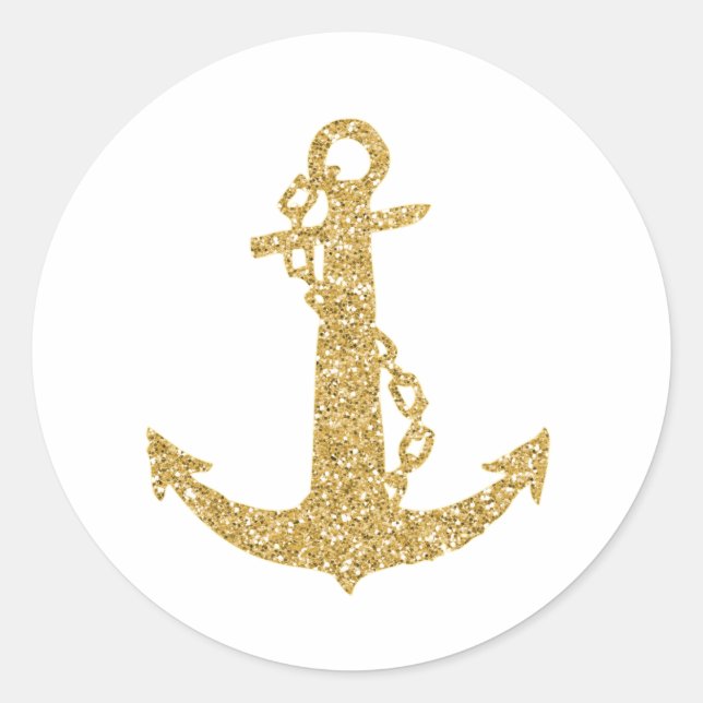 Pegatina Redonda Glittering Gold Anchor (Anverso)