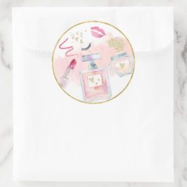 Pegatina Redonda Glitz & Glam Pink Gold Spa Cumpleaños