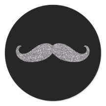 Glitz Mustache de plata negra