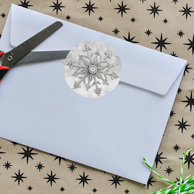 Pegatina Redonda Glitzy Snowflake Christmas Stickers (Subido por el creador)