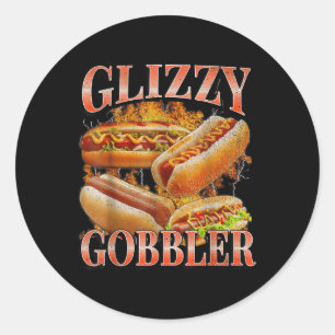 Pegatina Redonda Glizzy Gobbler Chistoso Wiener Perro Caliente Meme