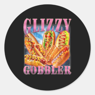 Pegatina Redonda Glizzy Gobbler Divertido Wiener Perro Caliente Mem