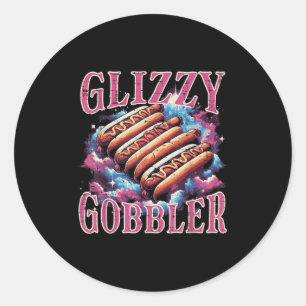 Pegatina Redonda Glizzy Gobbler Hotdogs Funny Memes Comida Hombres 
