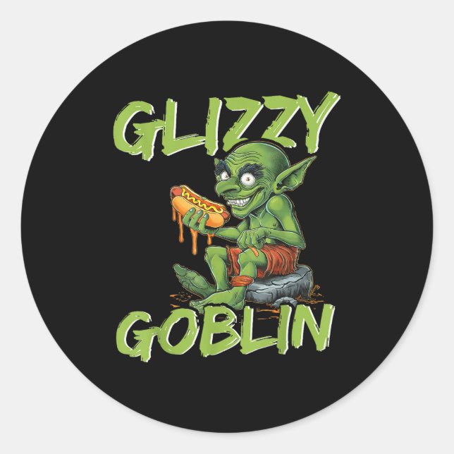 Pegatina Redonda Glizzy Goblin Funny Glizzy Gobbler Hot Dog Lover  (Anverso)