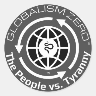 Pegatina Redonda Globalism Zero™ White Circle con el logotipo de Bl