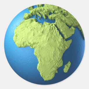Pegatina Redonda Globe 3d Aislado En Blanco. África continental