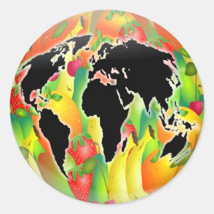 Pegatina Redonda Globe de frutas