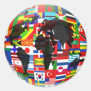 Pegatina Redonda Globe de la bandera