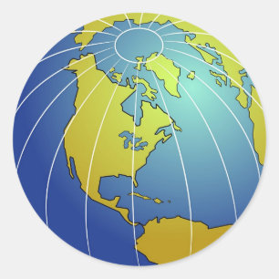 Pegatina Redonda Globe de la Tierra