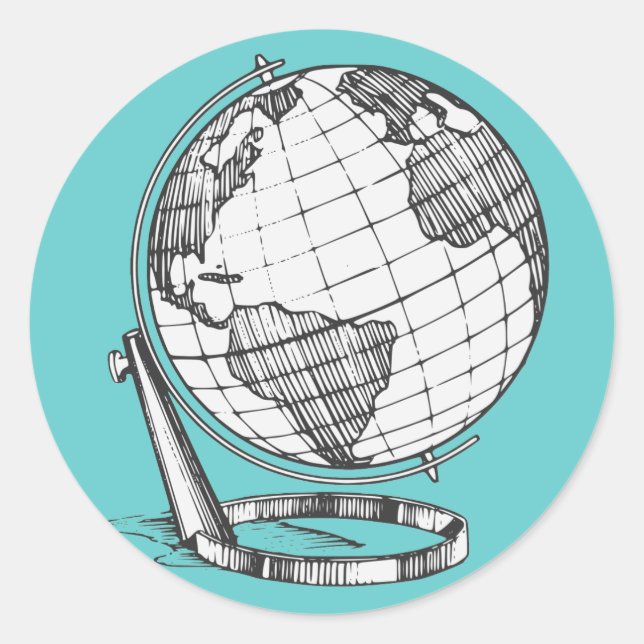 Pegatina Redonda Globe de la Tierra (Anverso)