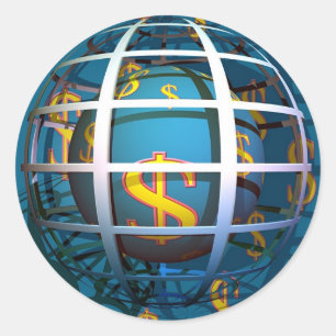Pegatina Redonda Globe del dólar