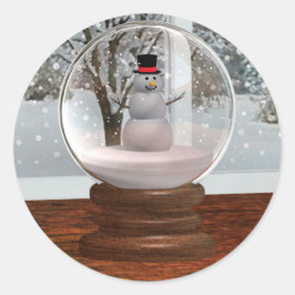 Pegatina Redonda Globe Snowman Snow
