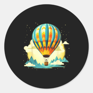 Pegatina Redonda Globo aerostático divertido para amantes de nuevas