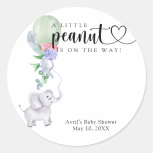 Pegatina Redonda Globo de acuarela y elefante - baby shower