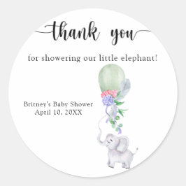 Pegatina Redonda Globo de acuarela y elefante gracias