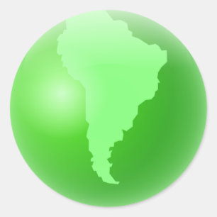 Pegatina Redonda Globo de América del Sur Verde