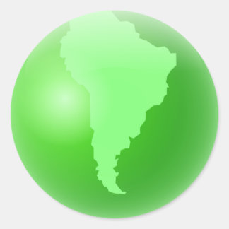 Pegatina Redonda Globo de América del Sur Verde