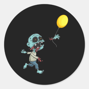 Pegatina Redonda Globo de cumpleaños zombie - niños zombi graciosos