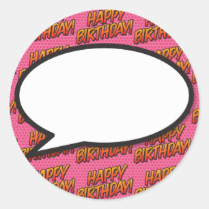 Pegatina Redonda Globo de diálogo de Feliz Cumpleaños Divertido Ret