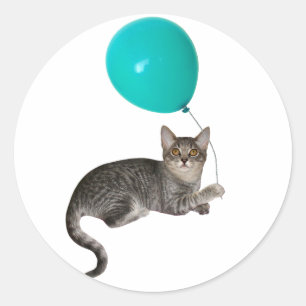 Pegatina Redonda Globo de gato