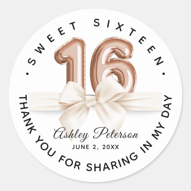 Pegatina Redonda Globo de lujo dulce personalizado 16 (Anverso)