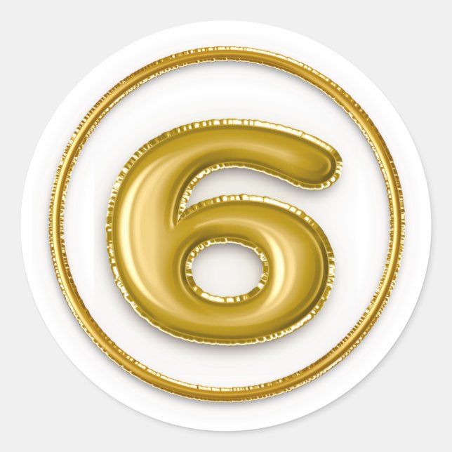Pegatina Redonda Globo de Oro Número 6 (Anverso)