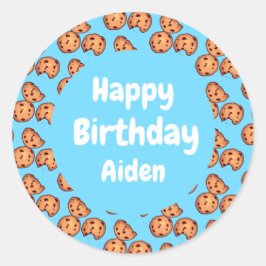 Pegatina Redonda Globo de patrón de cookies de chocolate