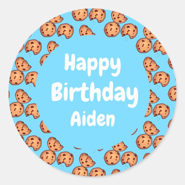 Pegatina Redonda Globo de patrón de cookies de chocolate (Anverso)