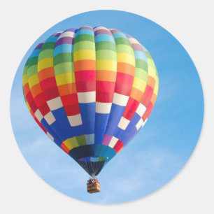 Pegatina Redonda Globo del aire caliente del arco iris