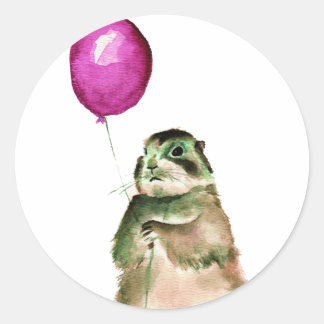 Pegatina Redonda Globo del perro de las praderas