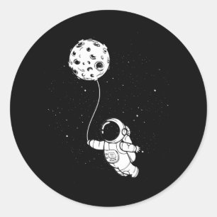 Pegatina Redonda Globo lunar astronauta