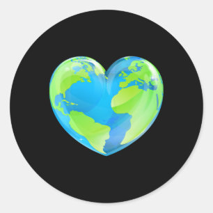 Pegatina Redonda Globo mundial de amor por el Día de la Tierra