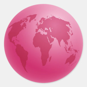Pegatina Redonda Globo rosado