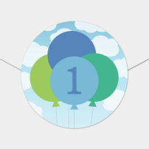 Globos Azules Verdes Cumpleaños Niños Cielo Nubes