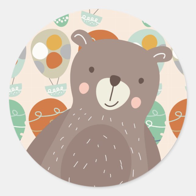 Pegatina Redonda Globos caprichosos de aire caliente (Anverso)