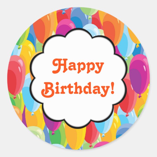 Pegatina Redonda Globos coloridos - Pegatinas felices de cumpleaños (Anverso)