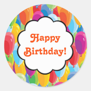 Pegatina Redonda Globos coloridos - Pegatinas felices de cumpleaños