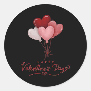 Pegatina Redonda Globos con forma de corazón para el Día de San Val