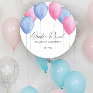 Pegatina Redonda Globos de Acuarela Revelación de Género