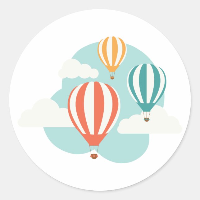 Pegatina Redonda Globos de aire caliente (Anverso)